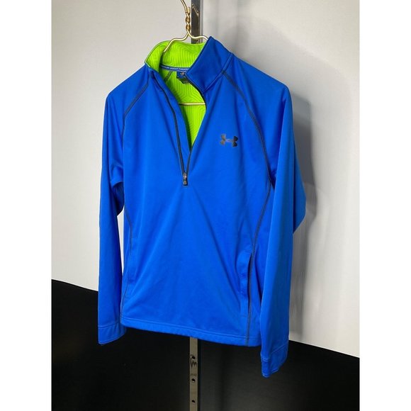 UNDER Armour Men's Blue Pullover 1/4 Zip Size SM/P Electric Blue Green - Picture 2 of 8
